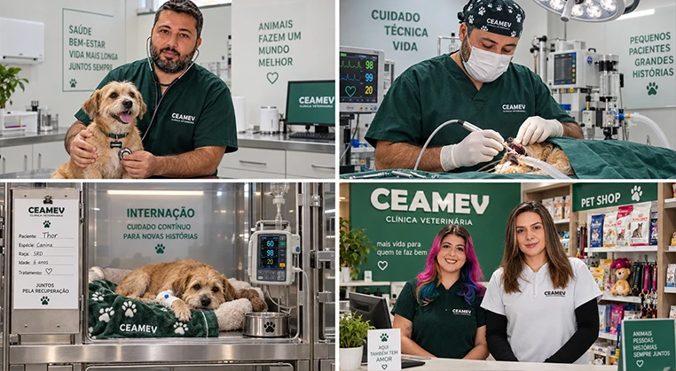 Setores da clínica veterinária CEAMEV em Itajubá